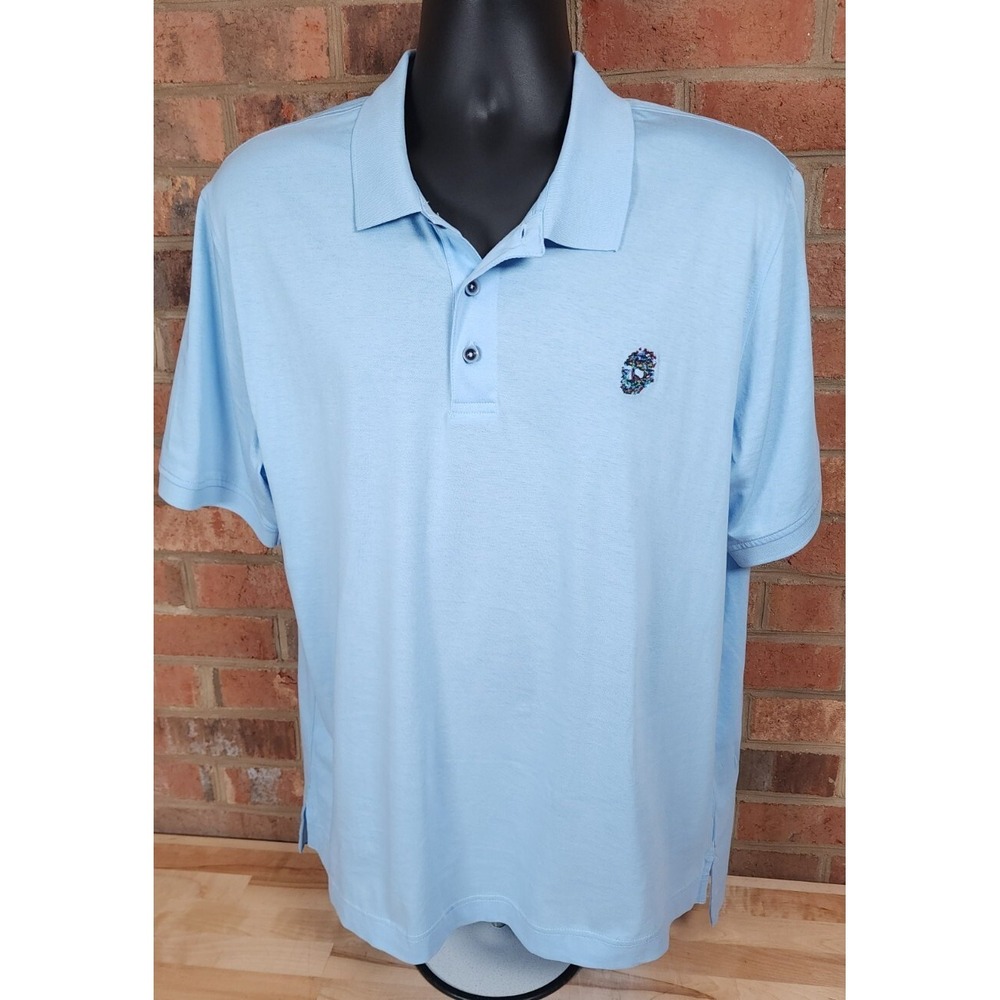 Robert Graham Golf Polo Shirt Mens XL Light Blue Classic Fit Short Sleeve